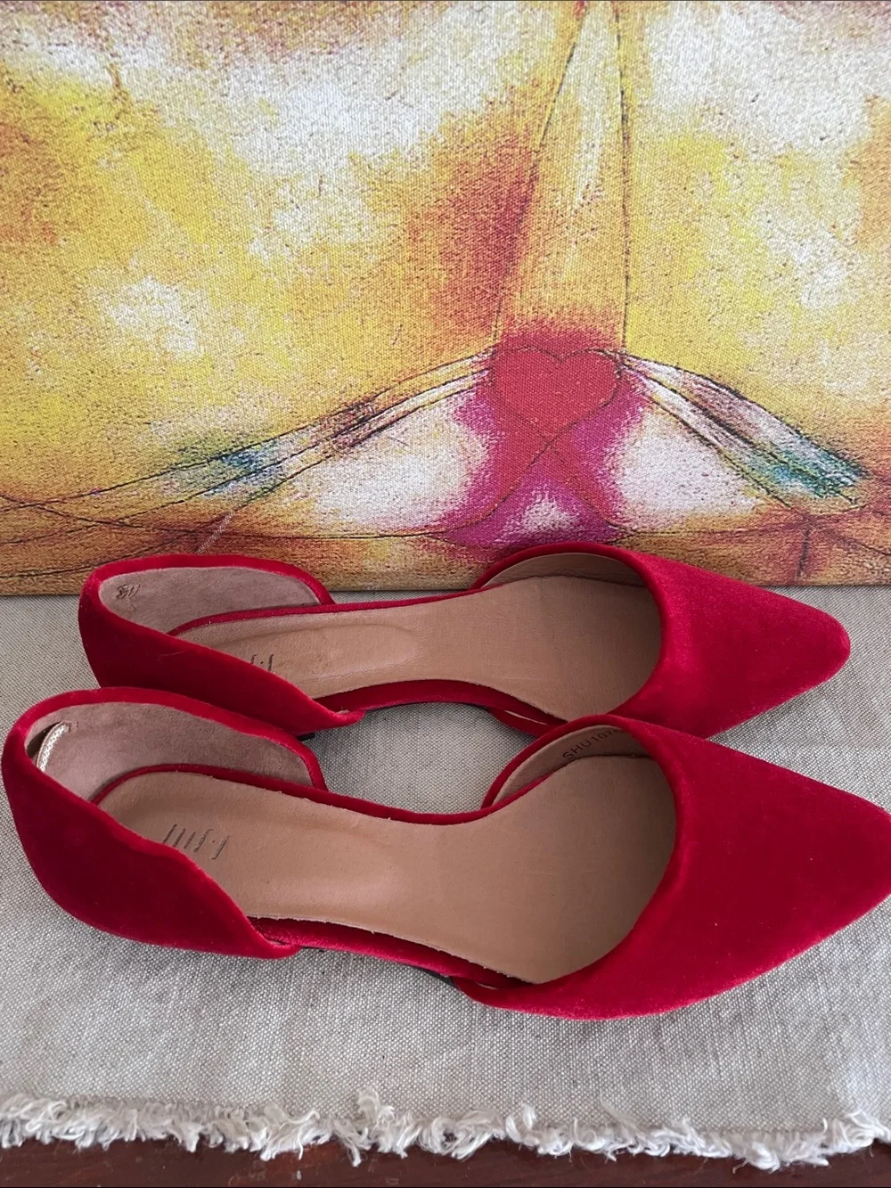 J. Jill Red Pointed-Toe velvet D'Orsay Flats